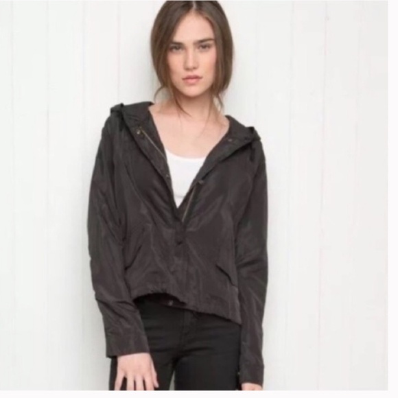 BRANDY MELVILLE Black Hooded Windbreaker Jacket OS - Picture 3 of 12